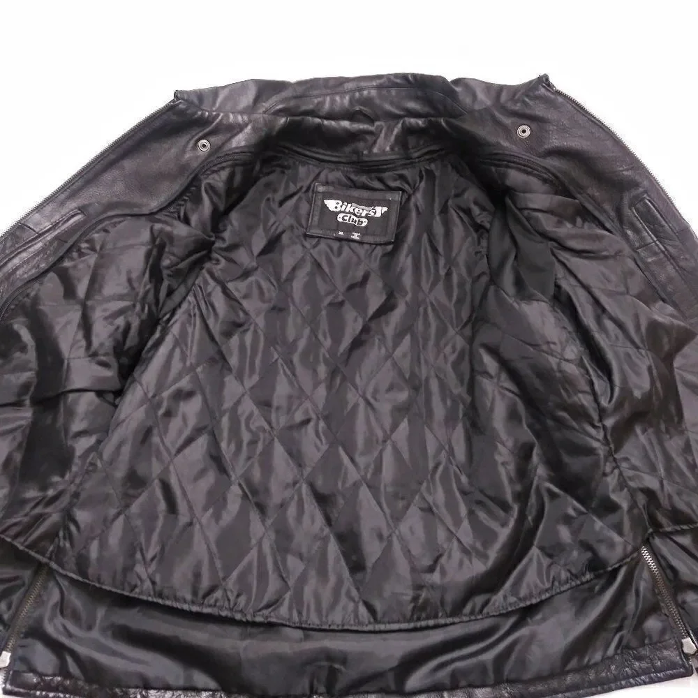 Vintage BIKER'S CLUB Leather Motorcycle Jacket‎ 80's Biker Moto Black Unisex XL